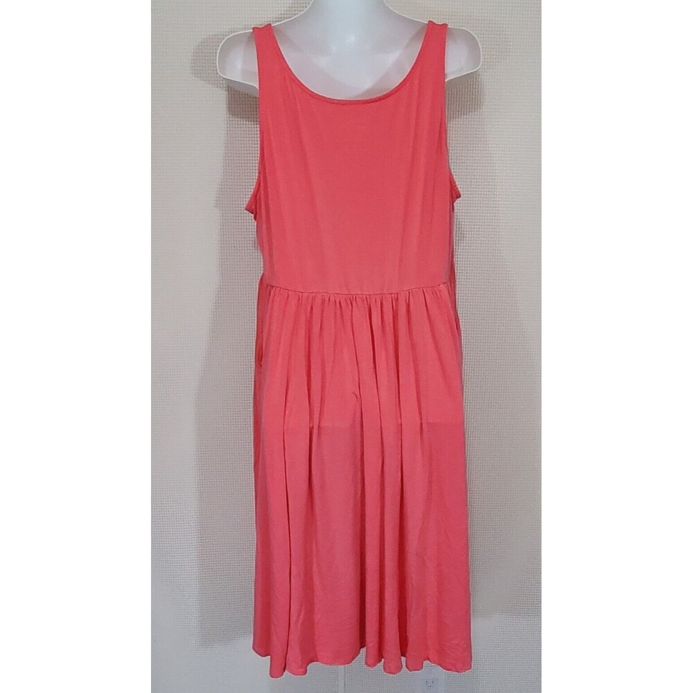 Torrid Dress 2 18 20 Coral Pink Super Soft Knit Tank Midi Pockets Sheath - Picture 4 of 7